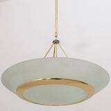 Suspension en verre gravé et laiton