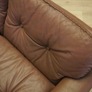Brown leather sofa, Danish design, 1960s, manufactured by AS Vejen Polstermøbe