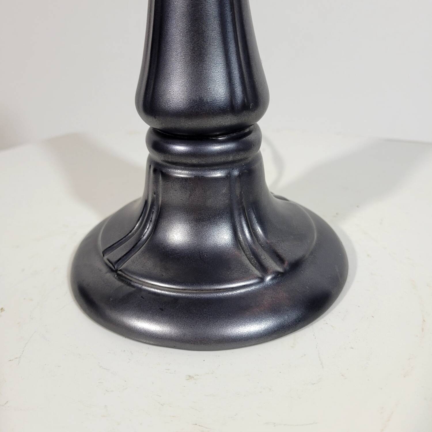 Vintage lamp base in iridescent black ceramic circa 1950