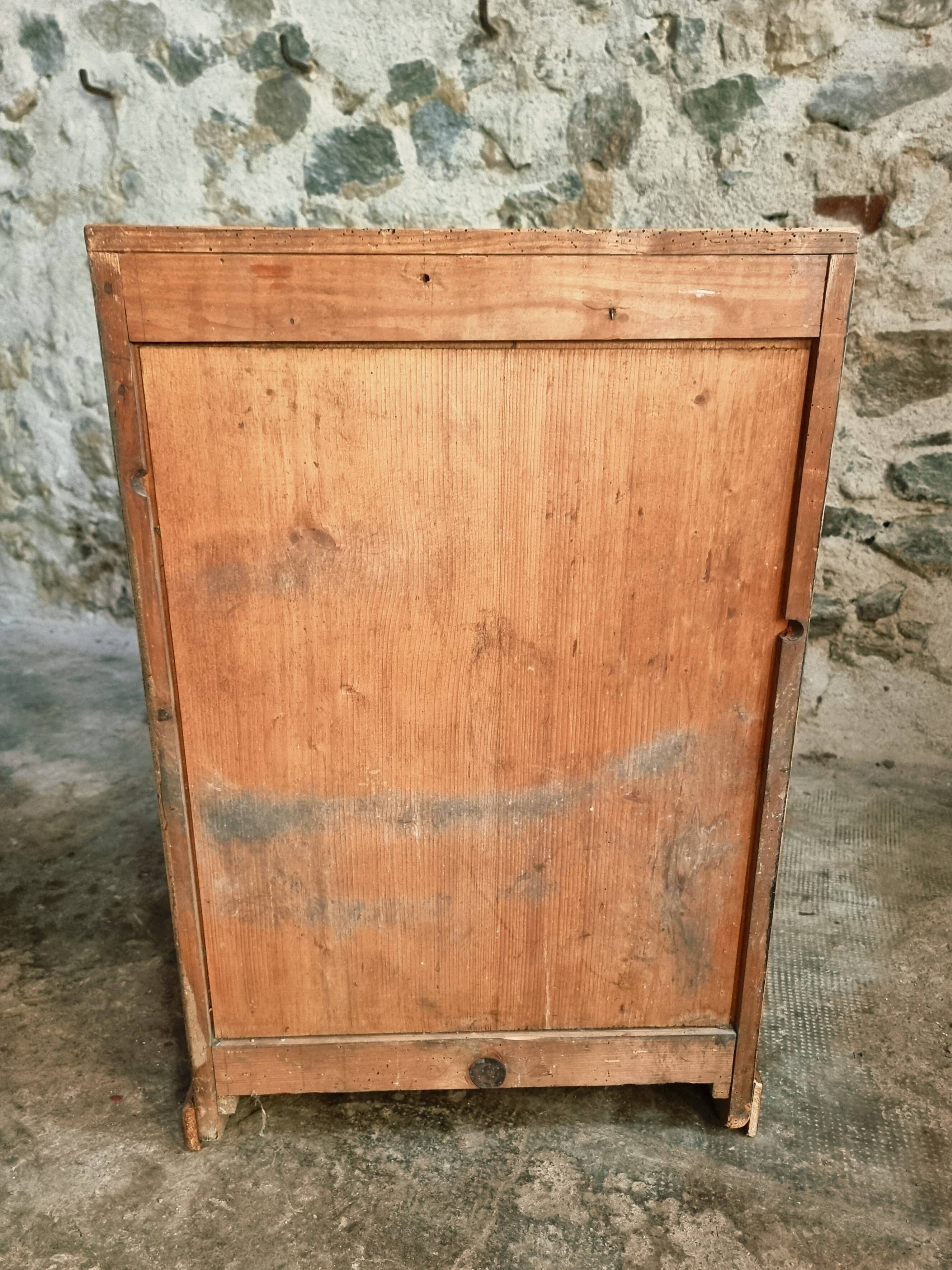 Antique French pine drawer cabinet – Narrow storage unit – Workshop/apothecary style – circa 1900