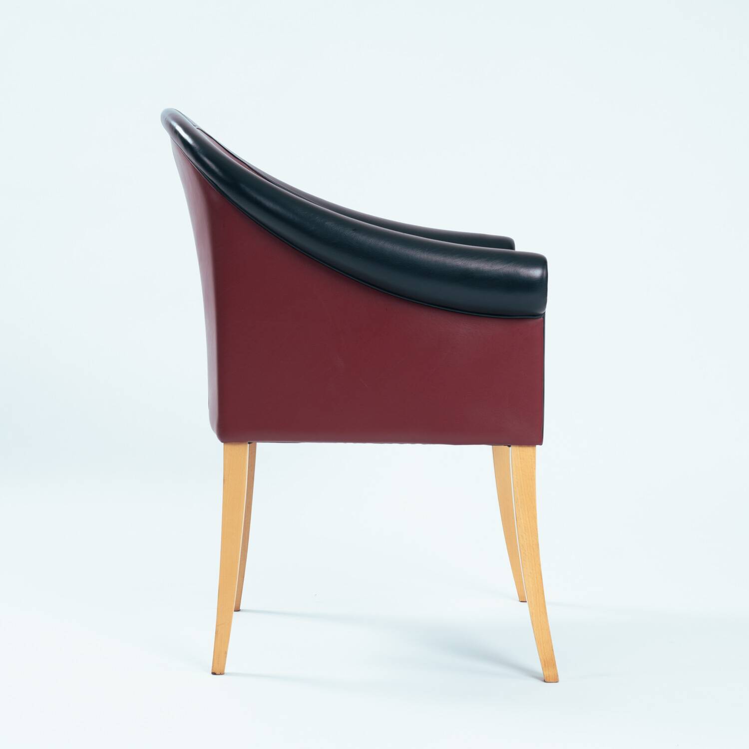 Sinan Armchairs in Leather and Beech Wood, Red and Black, Designed by Poltrona Frau, Set of 4
