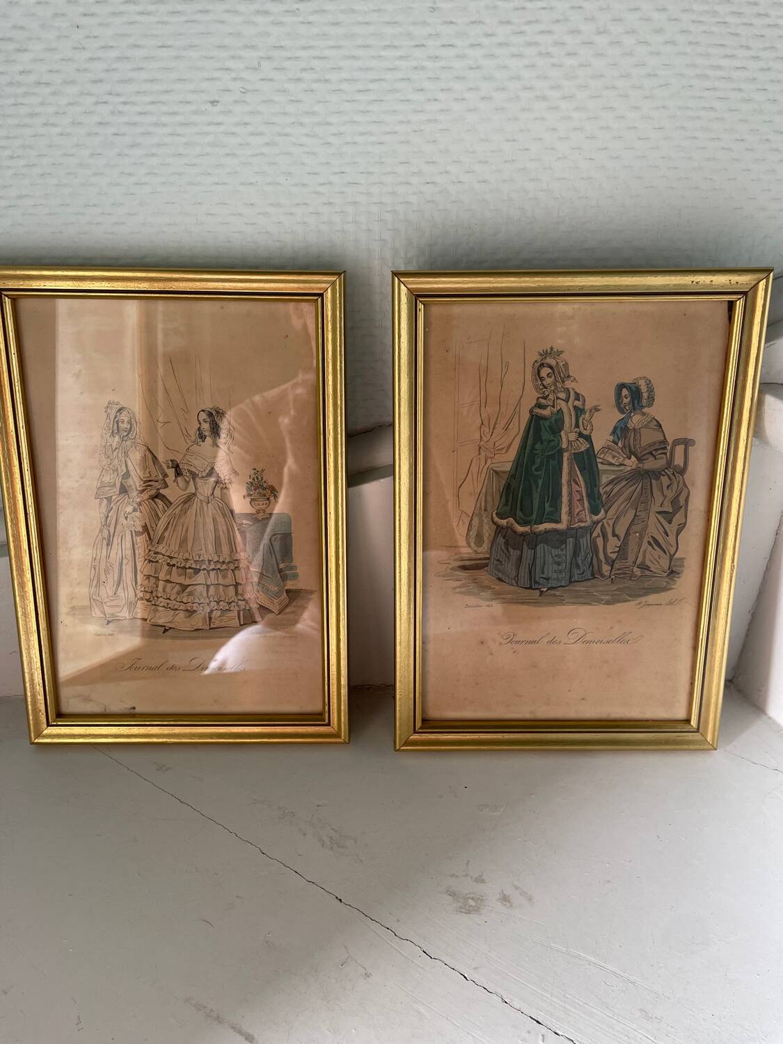 2 frames with old engravings “journal des demoiselles”