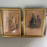 2 frames with old engravings “journal des demoiselles”