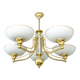 Lustre vintage en laiton & verre opalin – 5 branches – 60 × 54 cm