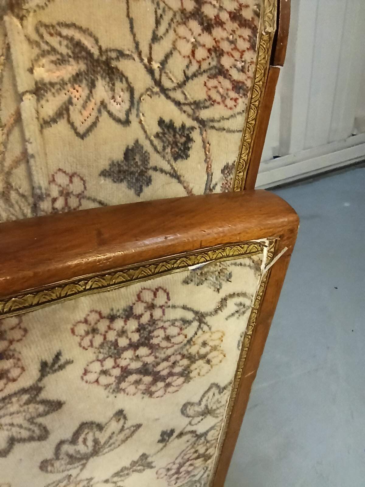 Art Deco armchair with system - original floral velvet fabric