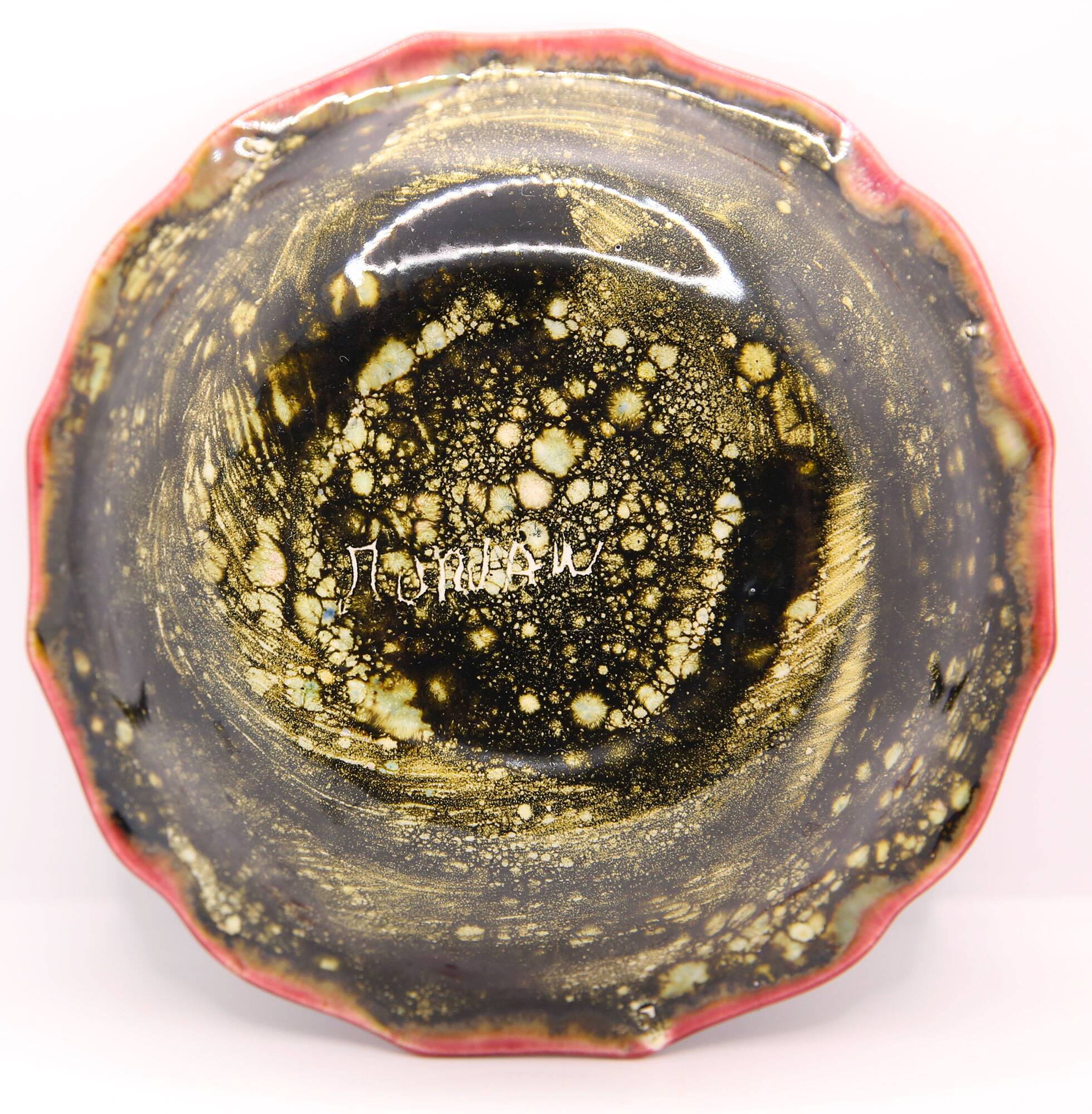 Morvan sandstone bowl with multicolored flames