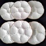 6 White porcelain oyster plates Cérabel Manufacture Belges