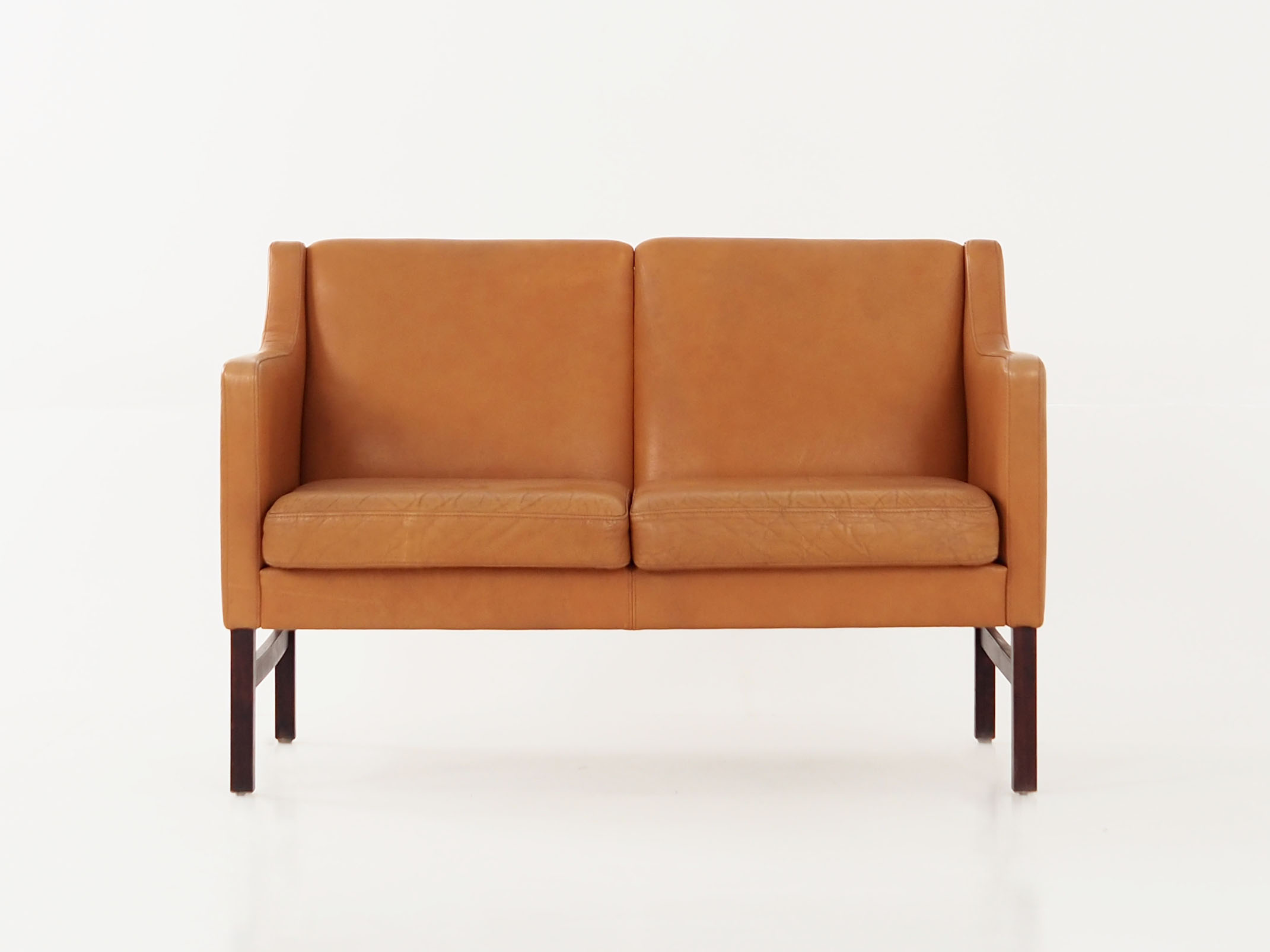 Leather two-seater sofa, 70s Scandinavian design