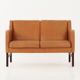 Leather two-seater sofa, 70s Scandinavian design