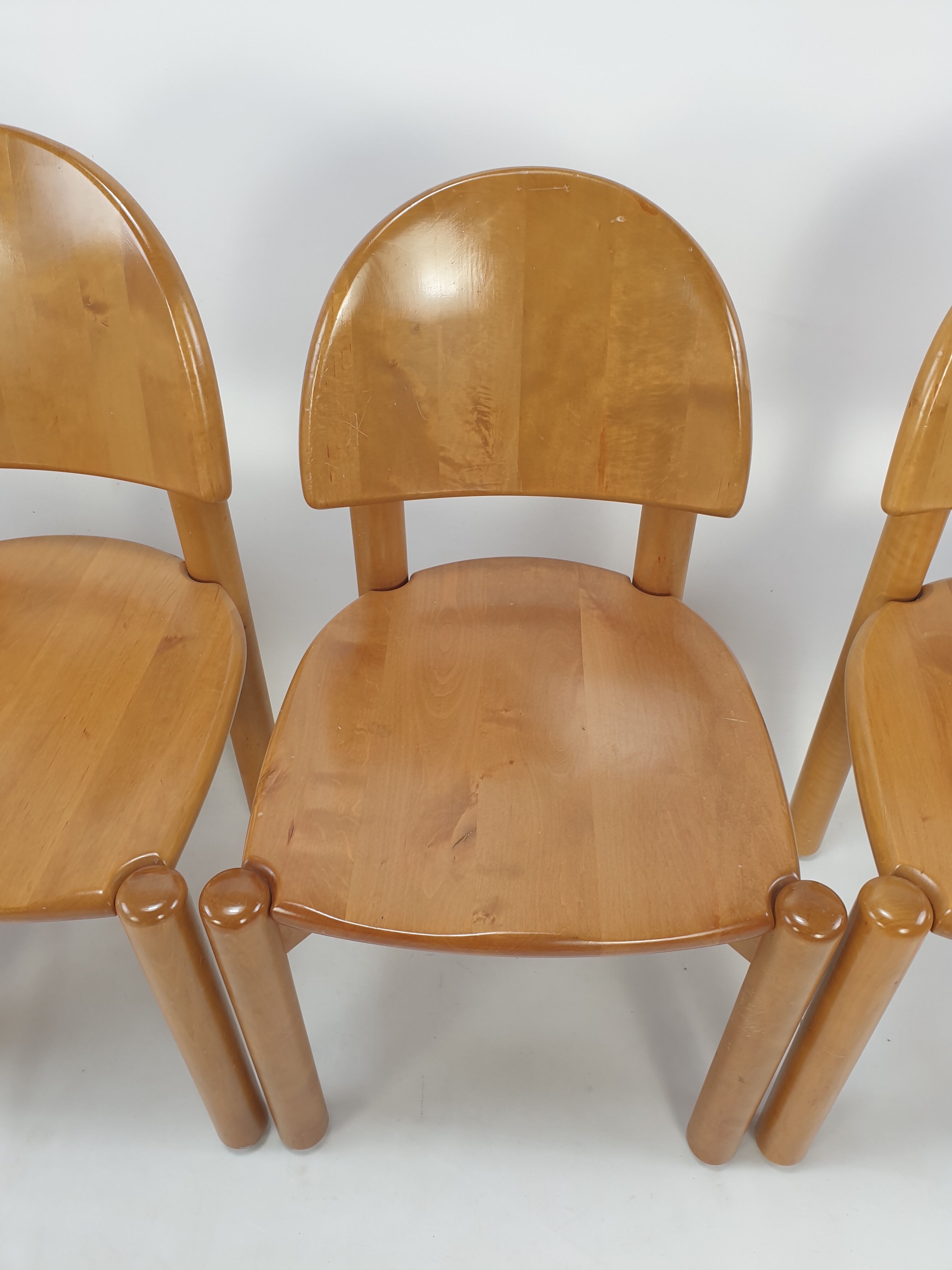 Set of 4 oak wood dining chairs, 1980s