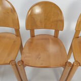 Set of 4 oak wood dining chairs, 1980s