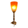 Art Nouveau lamp in bronze and orange marbled glass, 1920.