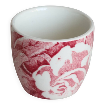 Coquetier ancien faïence anglaise Burleigh Victorian Chintz rouge