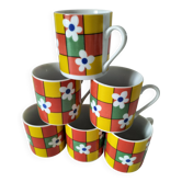 6 espresso cups decor Pop Flower power