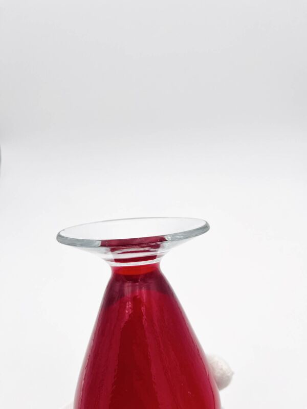 Vase Tulipe  Fratelli Toso Murano Cristal Rouge Rubans 37,5cm
