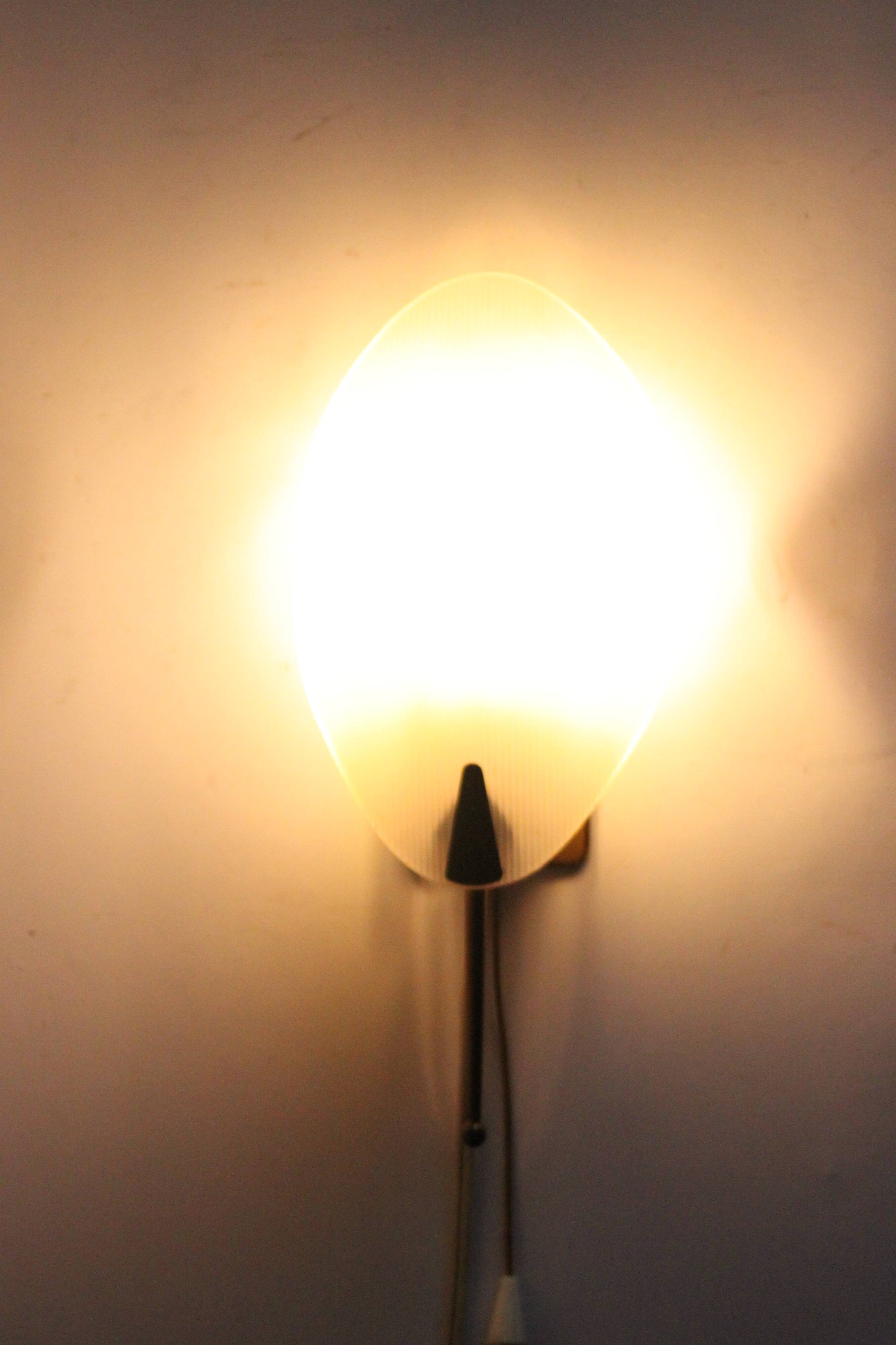 1950S leaf shaped brass and acrylic wall sconces