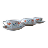 3 tasses et sous-tasses en porcelaine fine