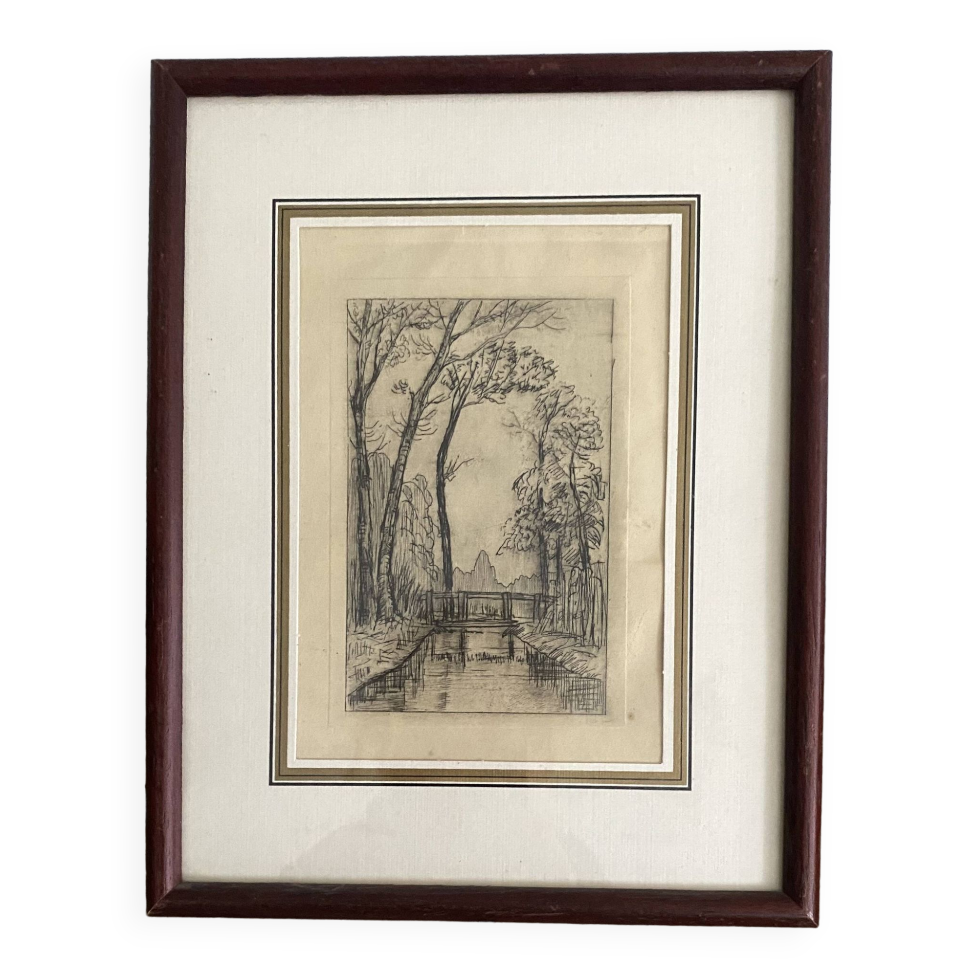 Engraving 1922, glazed wooden frame