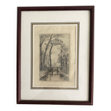 Engraving 1922, glazed wooden frame