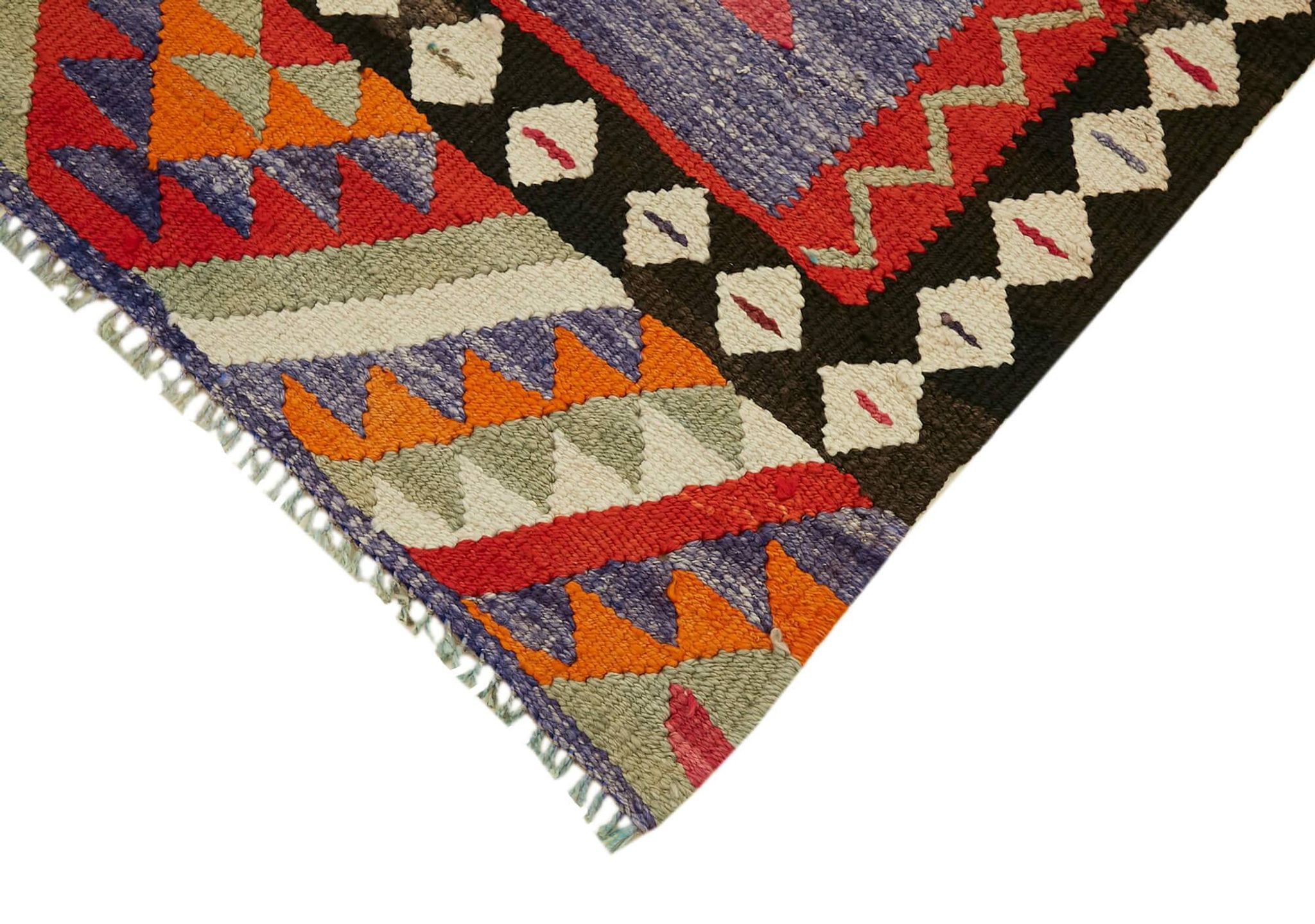 Turkish Handwoven Vintage Herki Kilim 97 cm x 324 cm