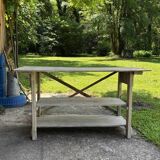 Console, établi en bois blanchi
