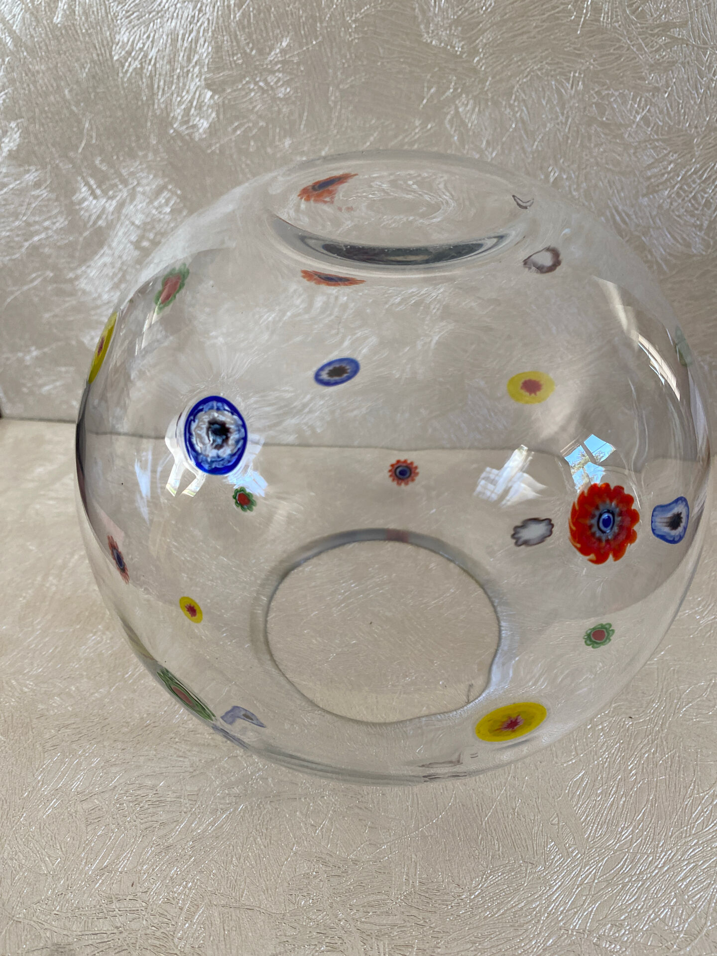 Art glass round vase, Millefiori technique (Murano style)