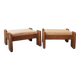 2 vintage Ottoman stools in solid oak