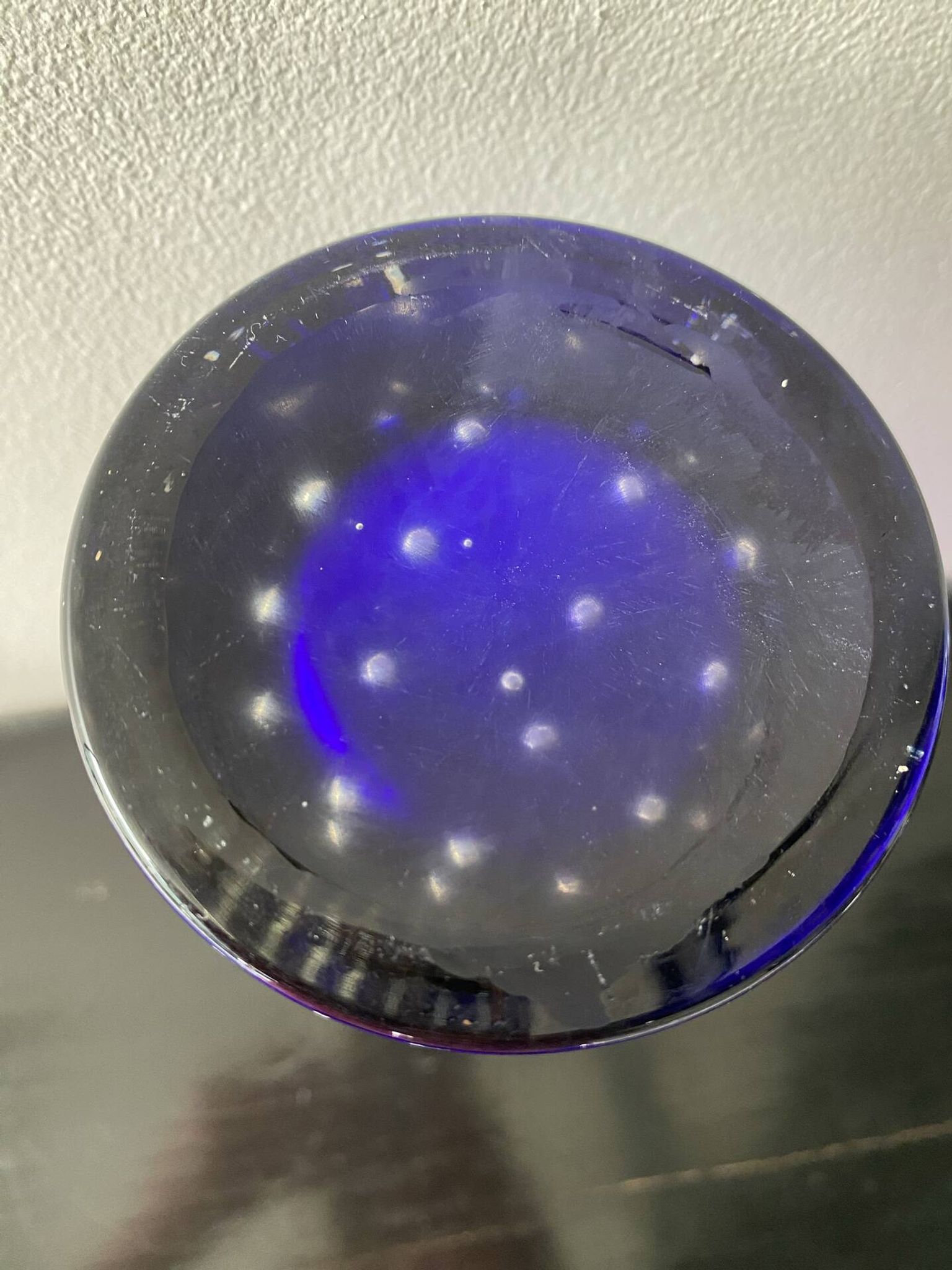 Vintage Scandinavian cobalt blue bubble glass vase from the brand.