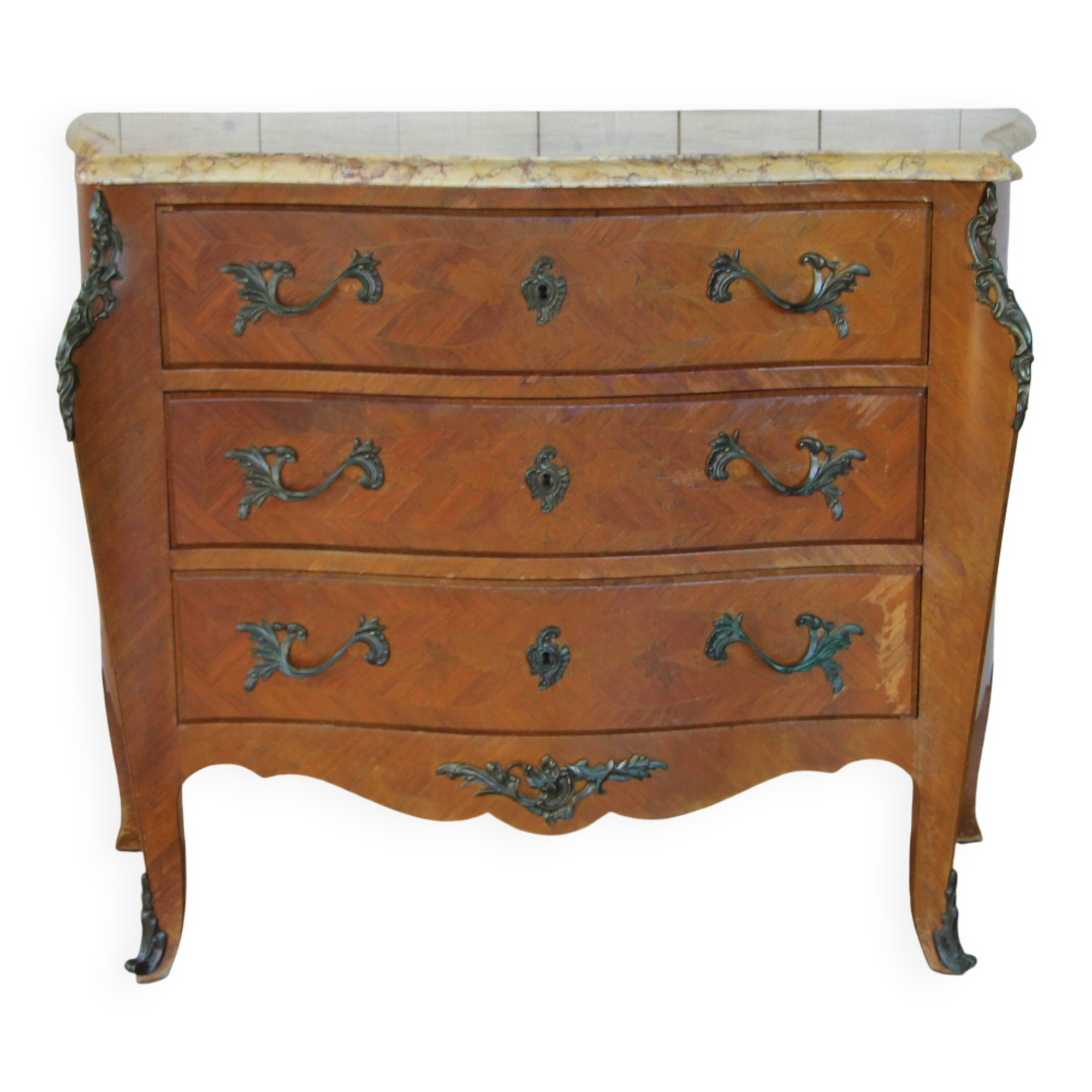 Louis XV style curved commode in rosewood