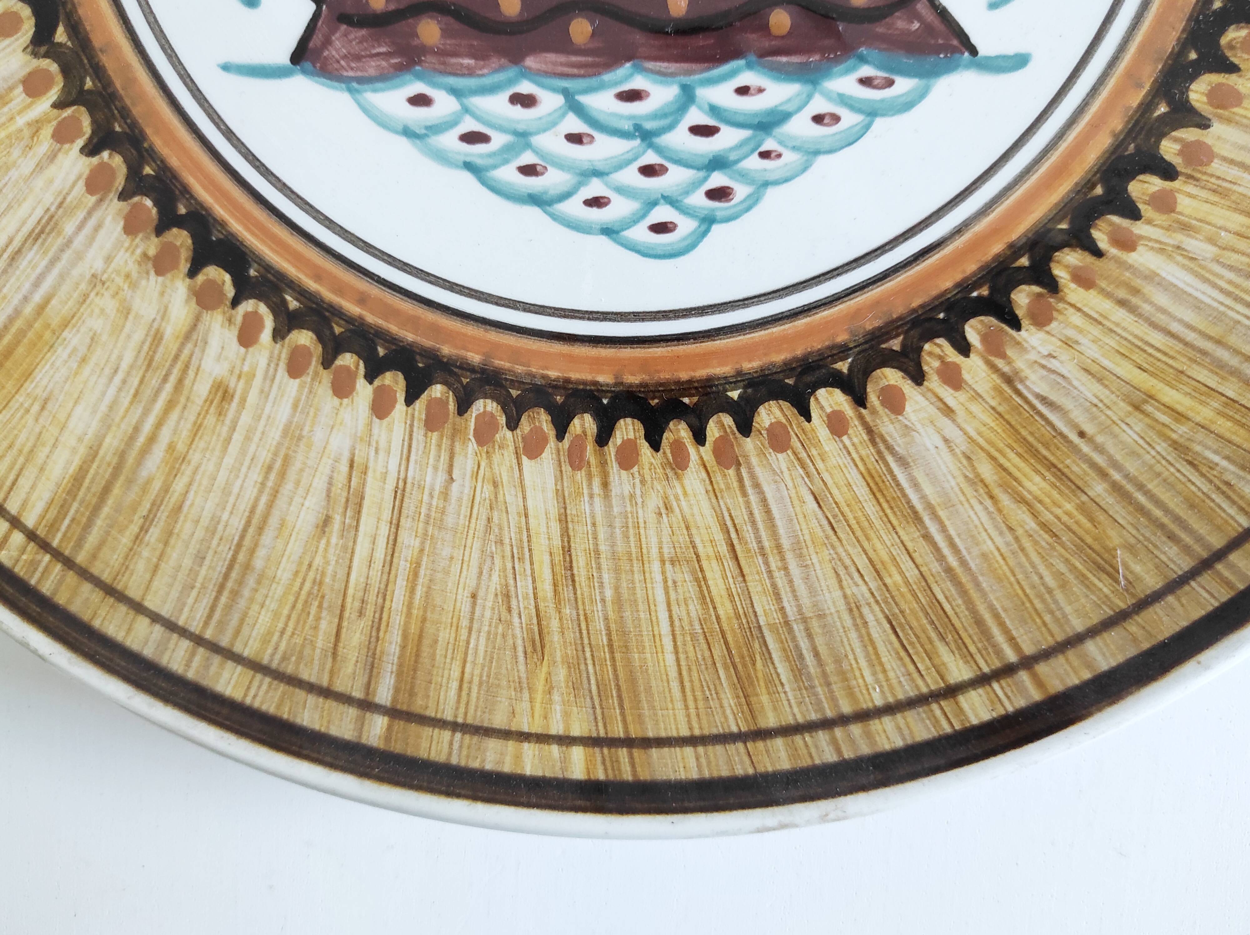 Greek ceramic dish with boat decor