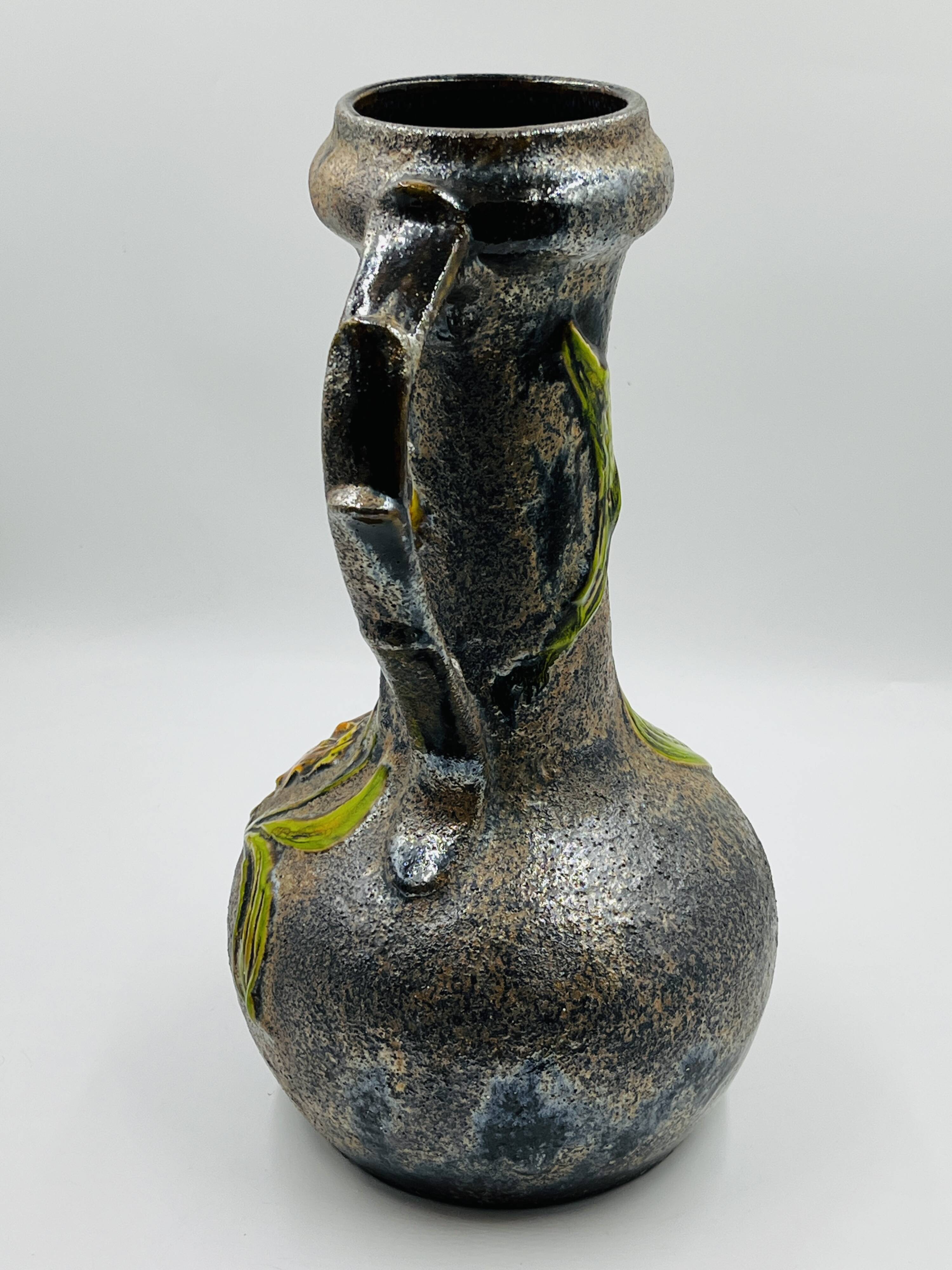 Large vintage floral relief vase