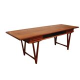 Table basse modèle 32 en teck à pieds en V par Ewbach pour møbelfabrikken toften, Danemark, 1960