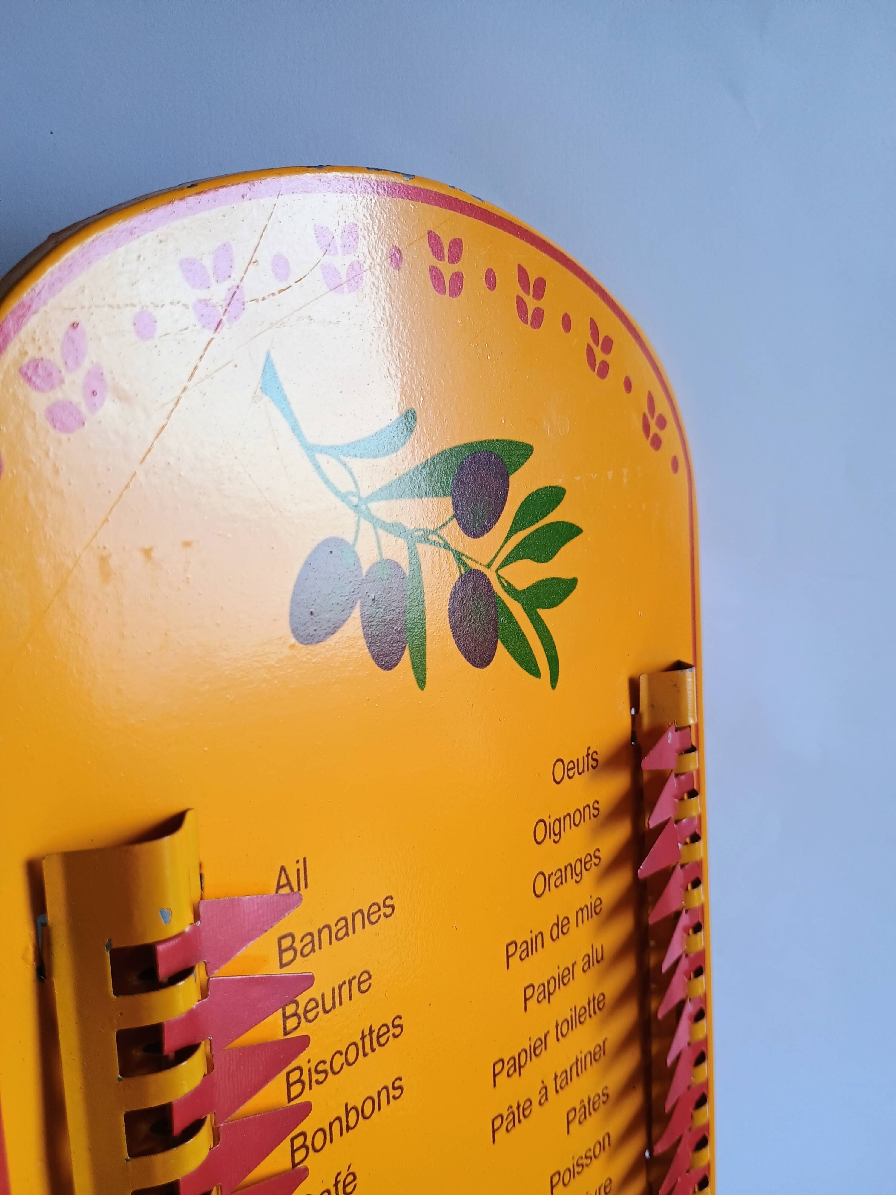 Vintage Provençal sheet metal commission list organizer