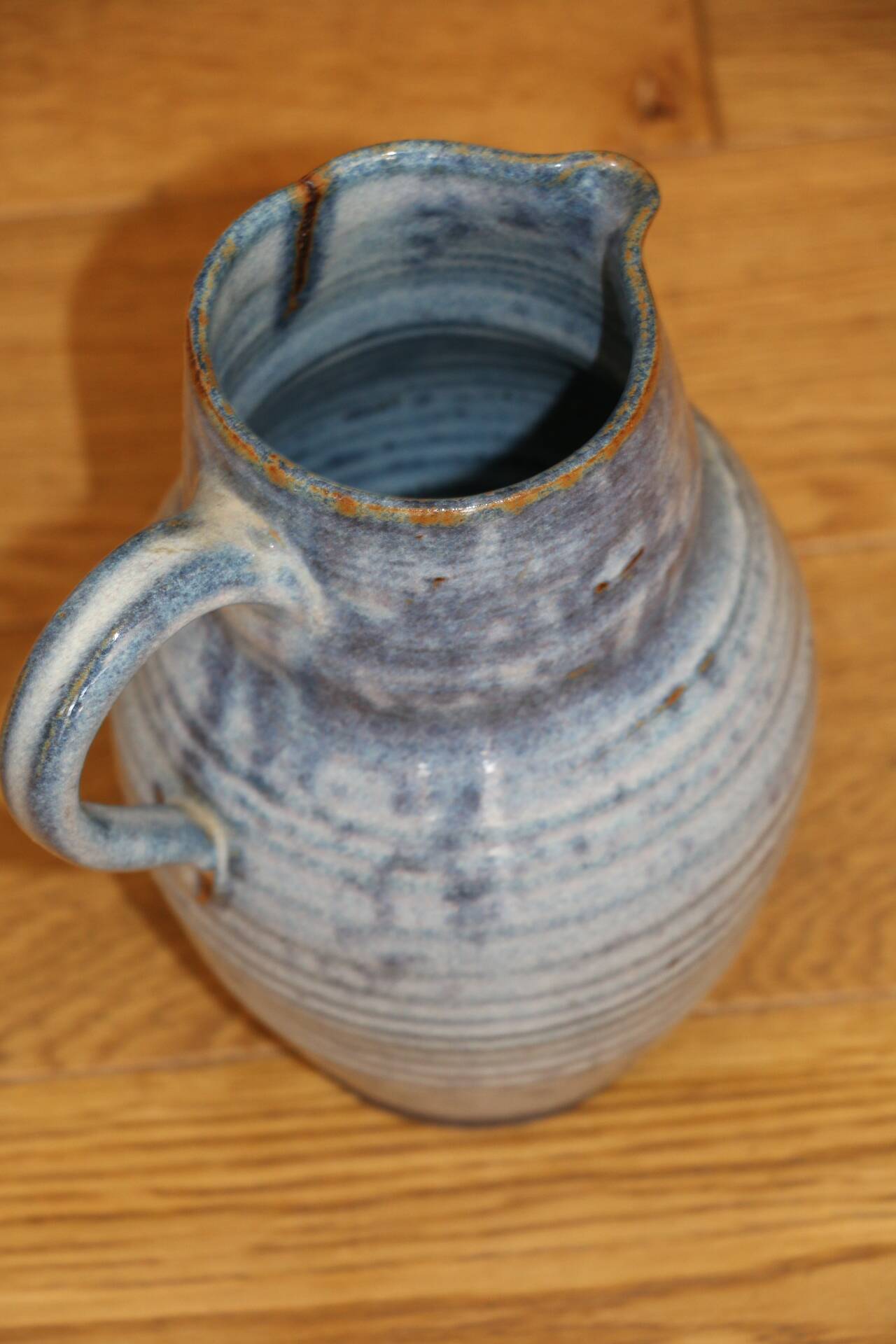 Blue enamelled stoneware pitcher 220mm