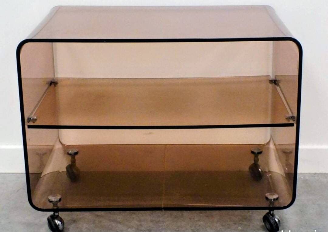 Coffee table by Michel Dumas for Roche Bobois in smoked plexiglass.