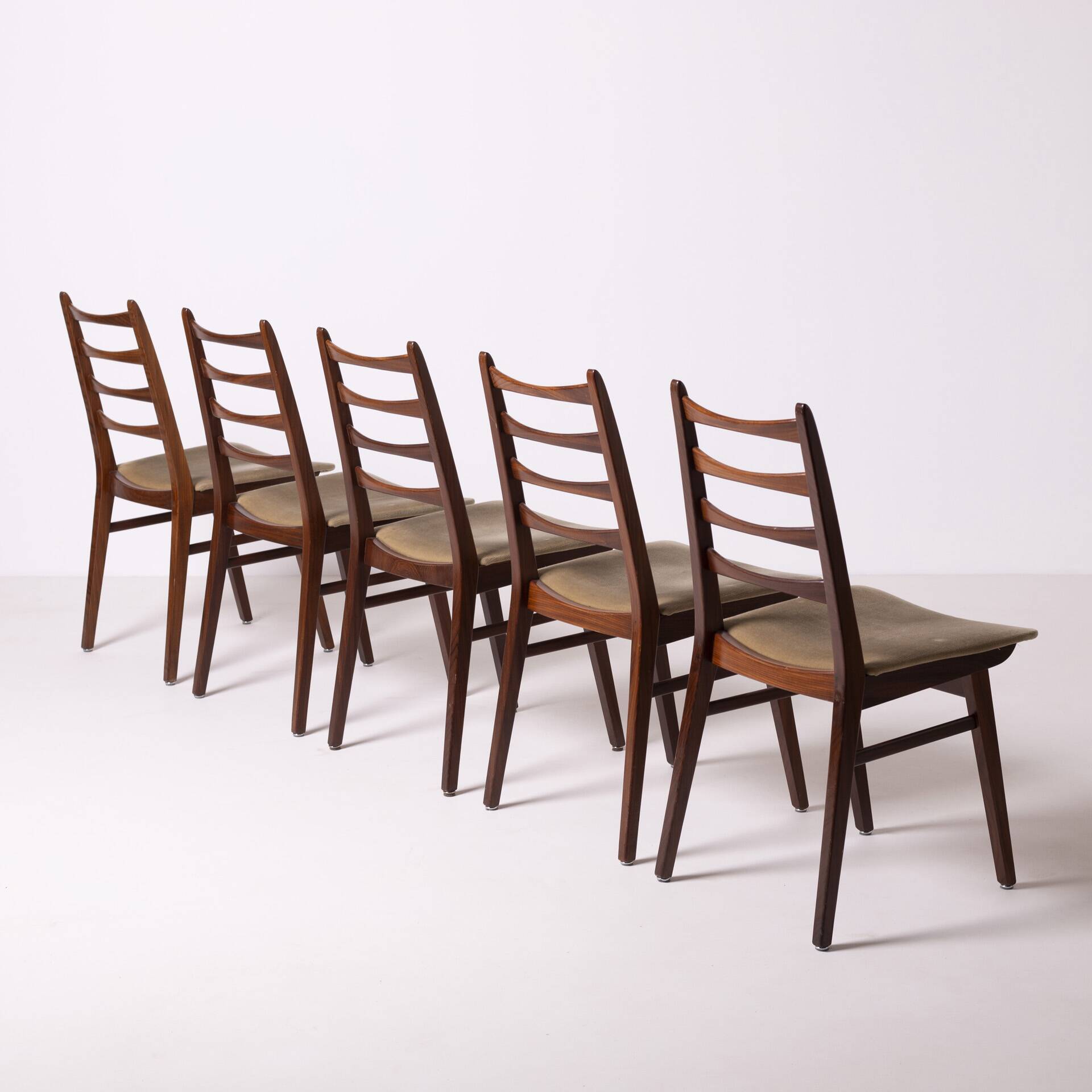 Set of 5 midcentury afromosia teak danish dining chairs, Denmark, 1960s