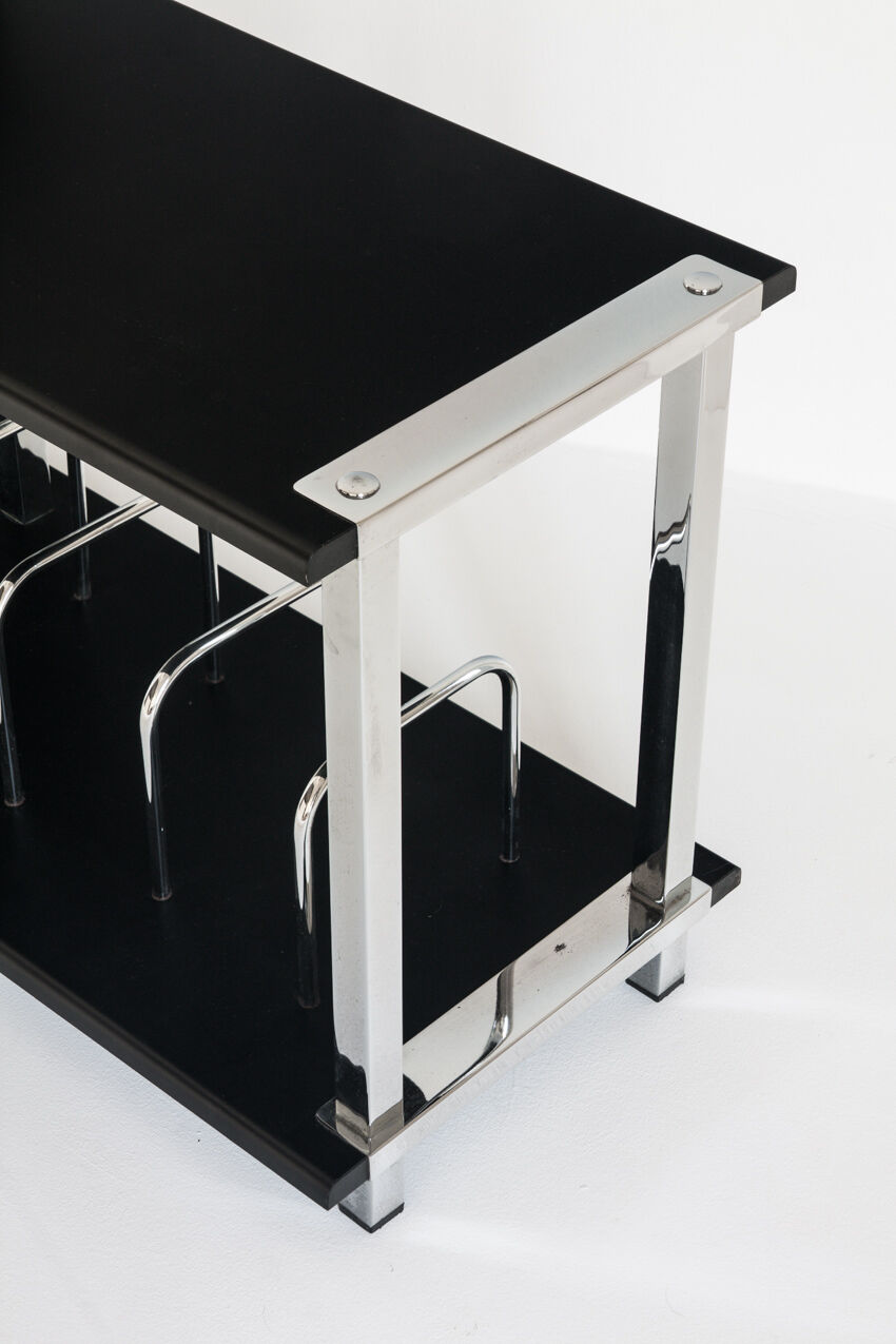 Vintage Hi-Fi furniture in lacquered wood and chrome iron, Spain, 1980