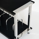 Vintage Hi-Fi furniture in lacquered wood and chrome iron, Spain, 1980