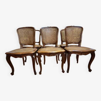 6 Louis XV cane chairs