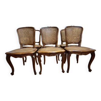 6 Louis XV cane chairs