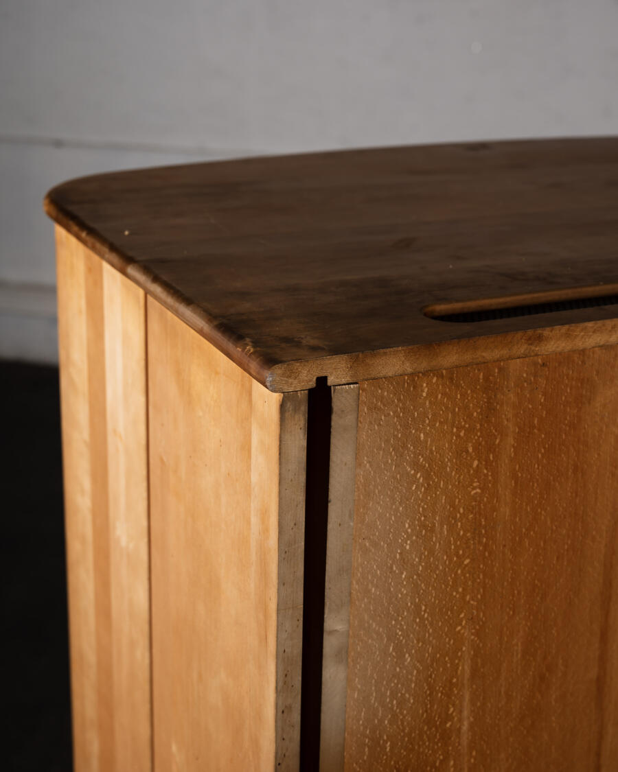 Grocery cabinet with curtain