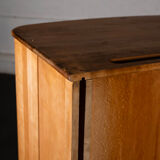 Grocery cabinet with curtain