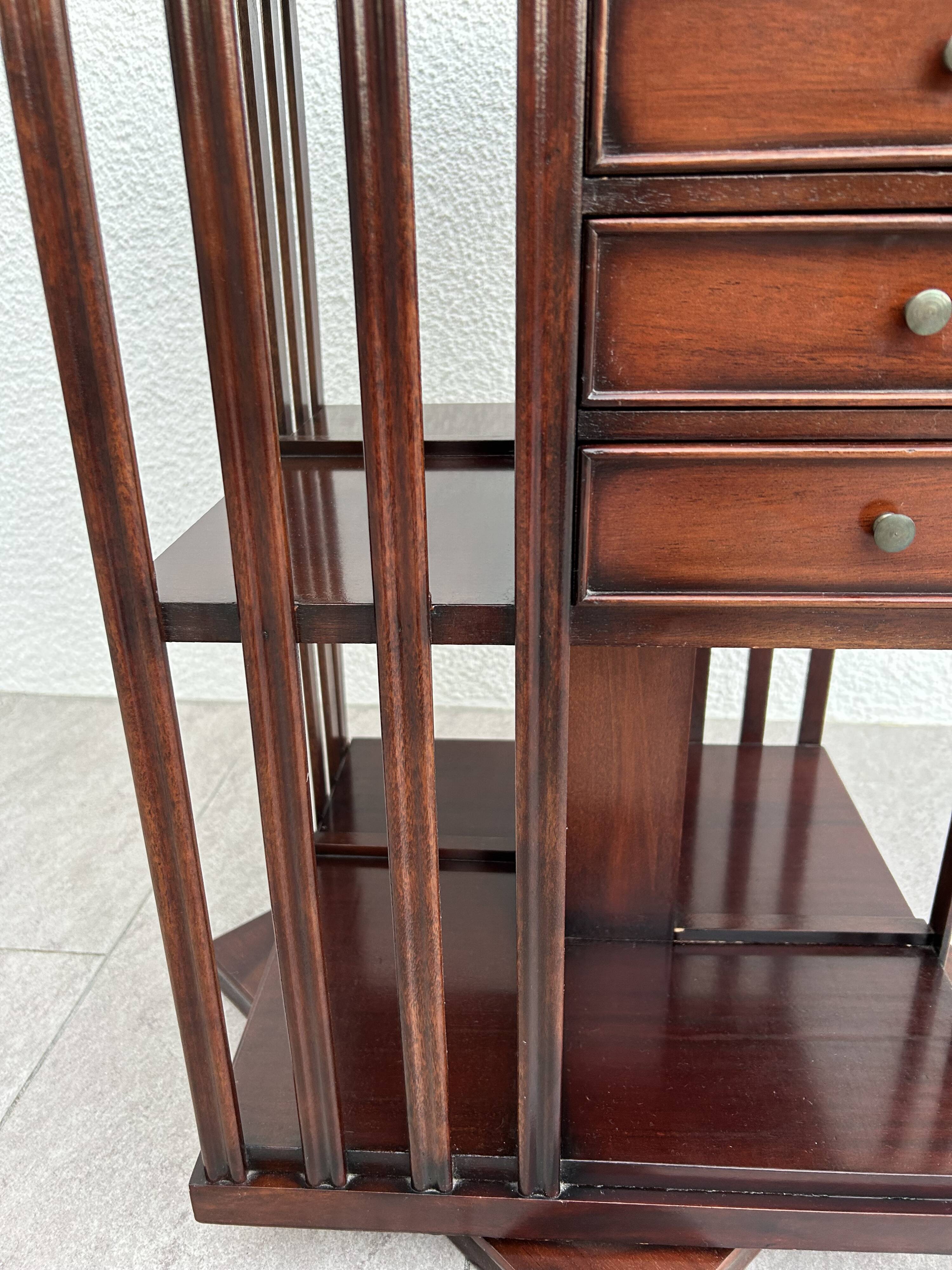 Mahogany rotating bookcase