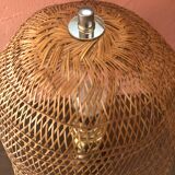 Lamp year 1960 wicker brass