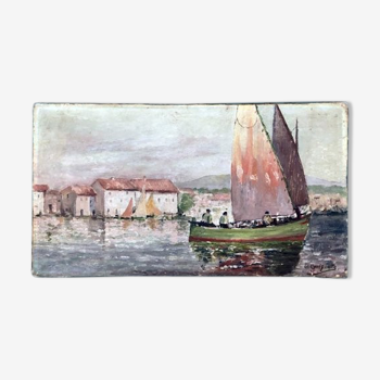 Tableau 1900 signé "Les pêcheurs"