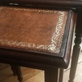 Wood and leather nesting table
