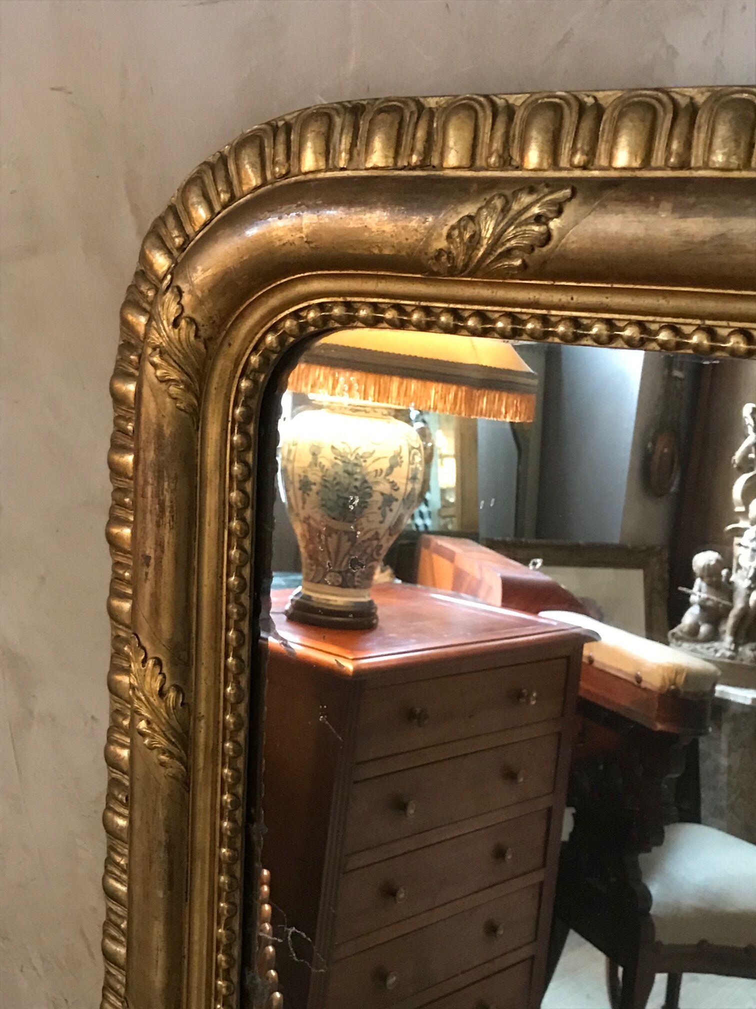 Golden wood mirror - 140x88cm