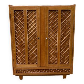 Wooden and rattan cabinet