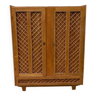 Armoire en  bois et rotin