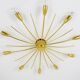 Large brass spider chandelier sun J.T. Kalmar Sonne, flush mount, Austria, 1950s